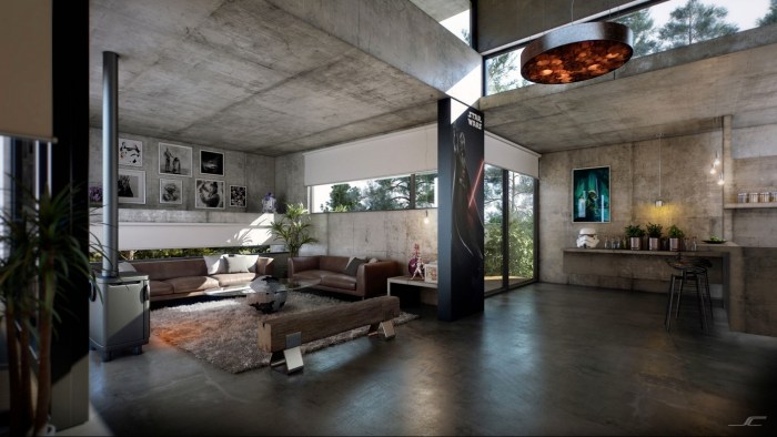 Concrete house interior design