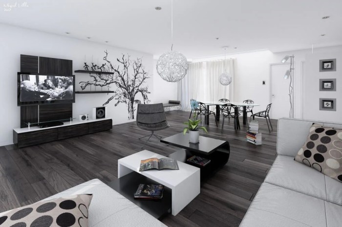 Black white house interior design